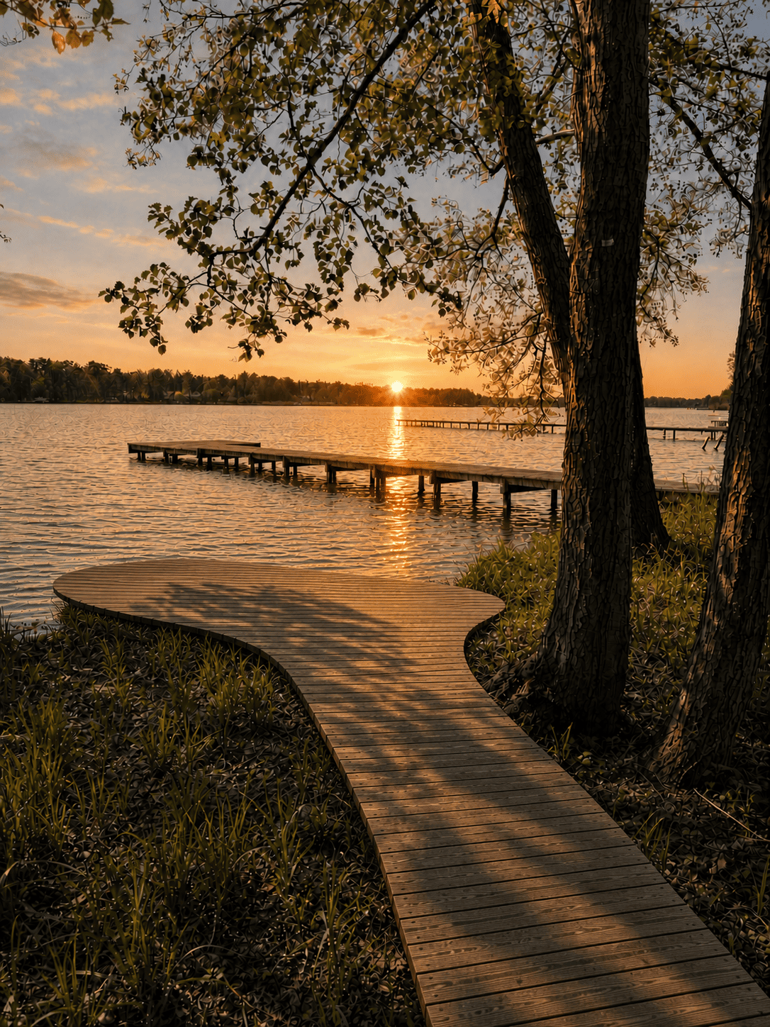 Steg am See bei Sonnenuntergang, Kablow Königs Wusterhausen